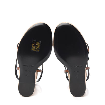 Saint Laurent Calfskin Cassandra Espadrille 105 Wedges 37 Chocolate 5 of 8