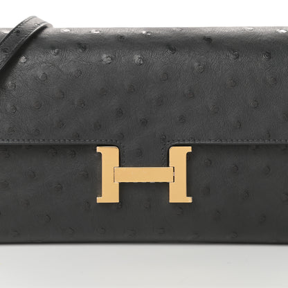 Hermes Ostrich Constance Long Wallet To Go Black 8 of 13