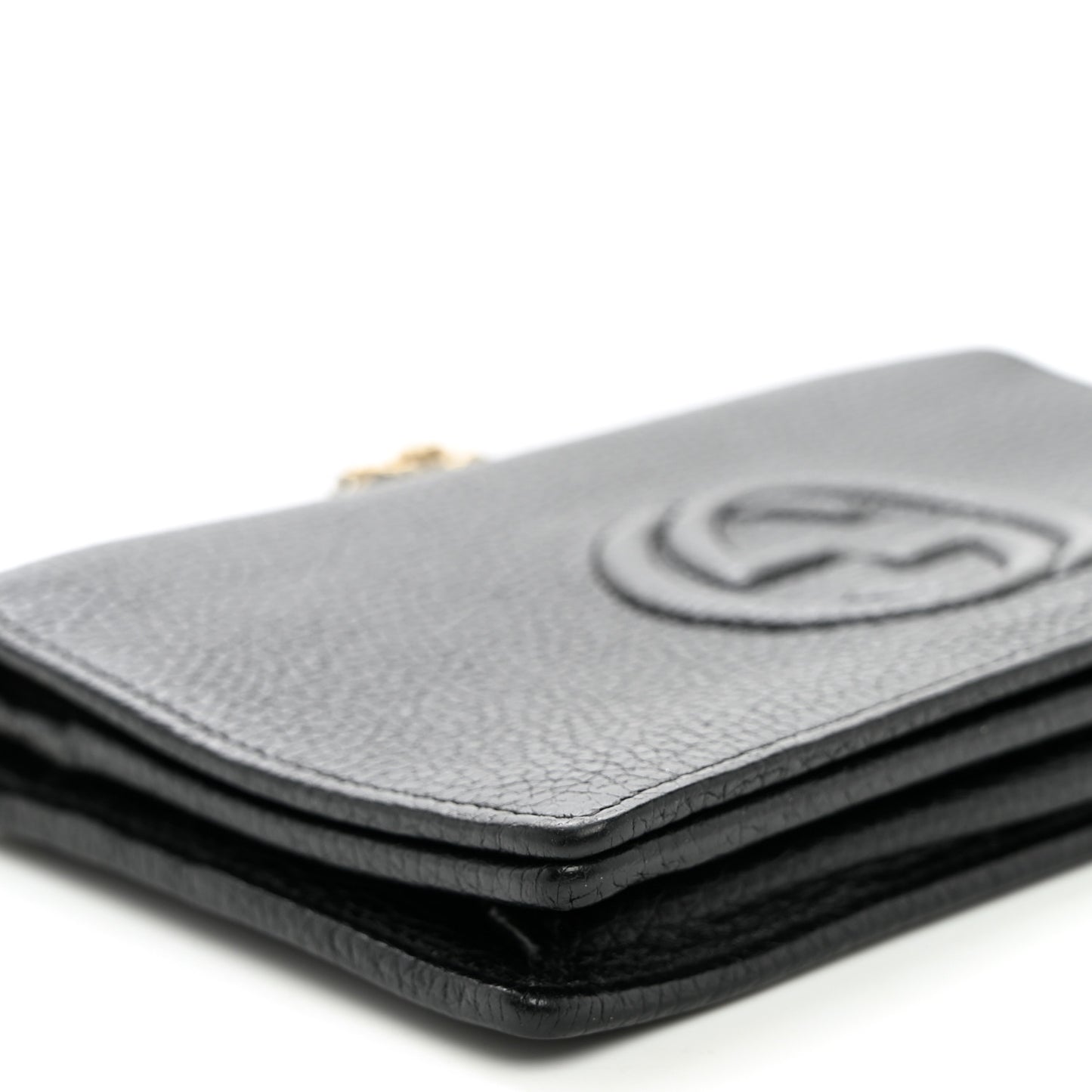 Pebbled Calfskin Soho Wallet On Chain Black