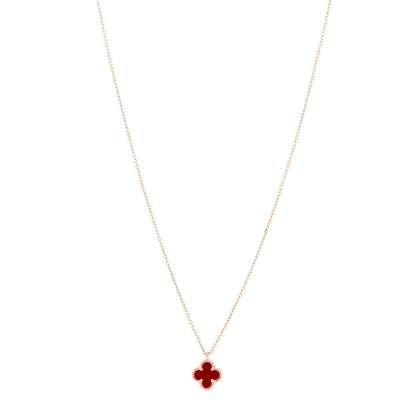 Van Cleef & Arpels 18K Rose Gold Carnelian Sweet Alhambra Pendant Necklace 1 of 5
