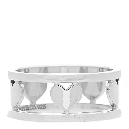 Tiffany Sterling Silver Heart Stencil Band Ring 56 7.75 1 of 4