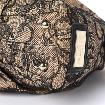 Valentino Garavani Straw Lace Bow Dome Tote Black 7 of 12