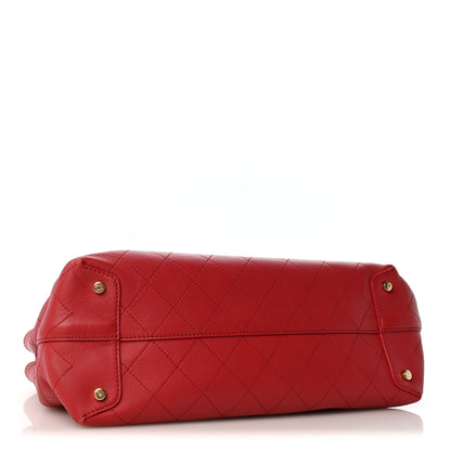 Chanel Calfskin Stitch Medium Ring My Bag Shopping Tote Red 4 of 14