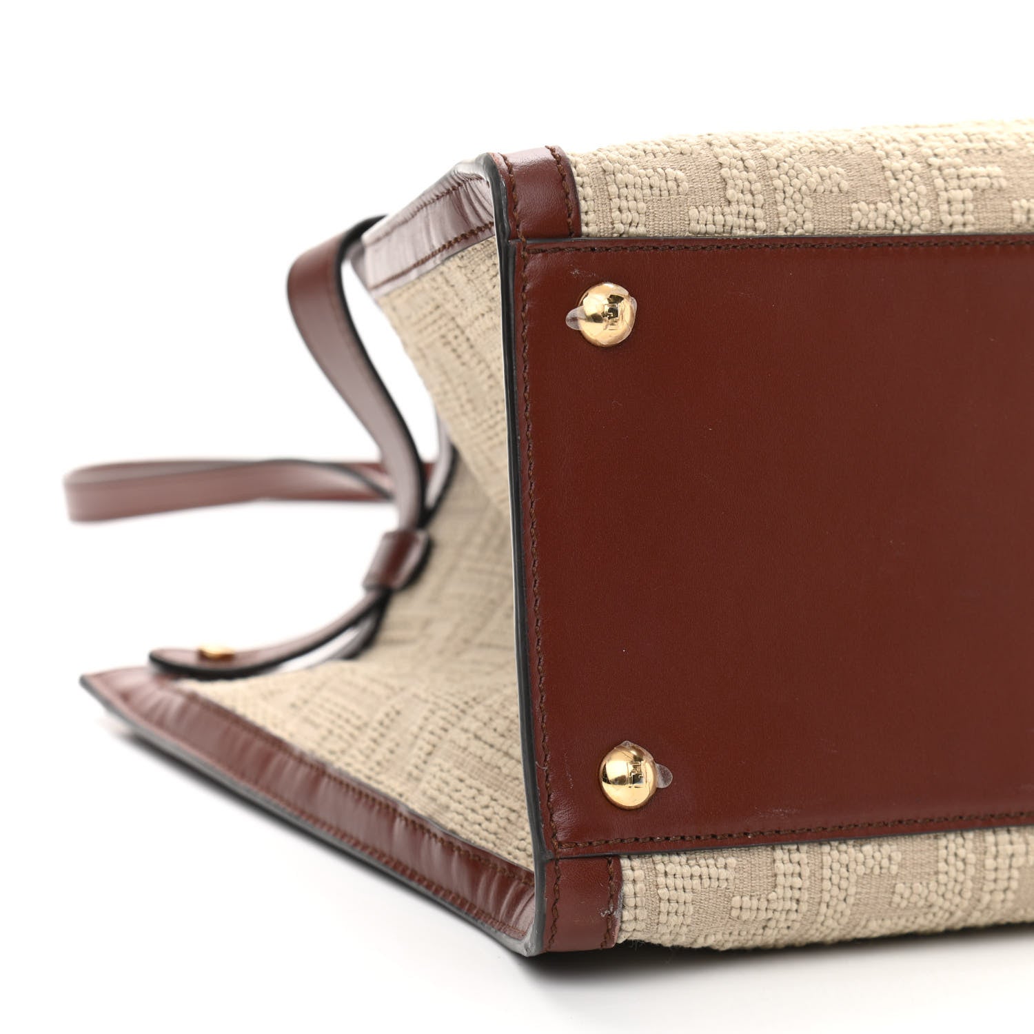 Fendi Sardinian Jacquard Vitello King FF 1974 Embroidered Medium Peekaboo X-Tote Corda Praline 8 of 9