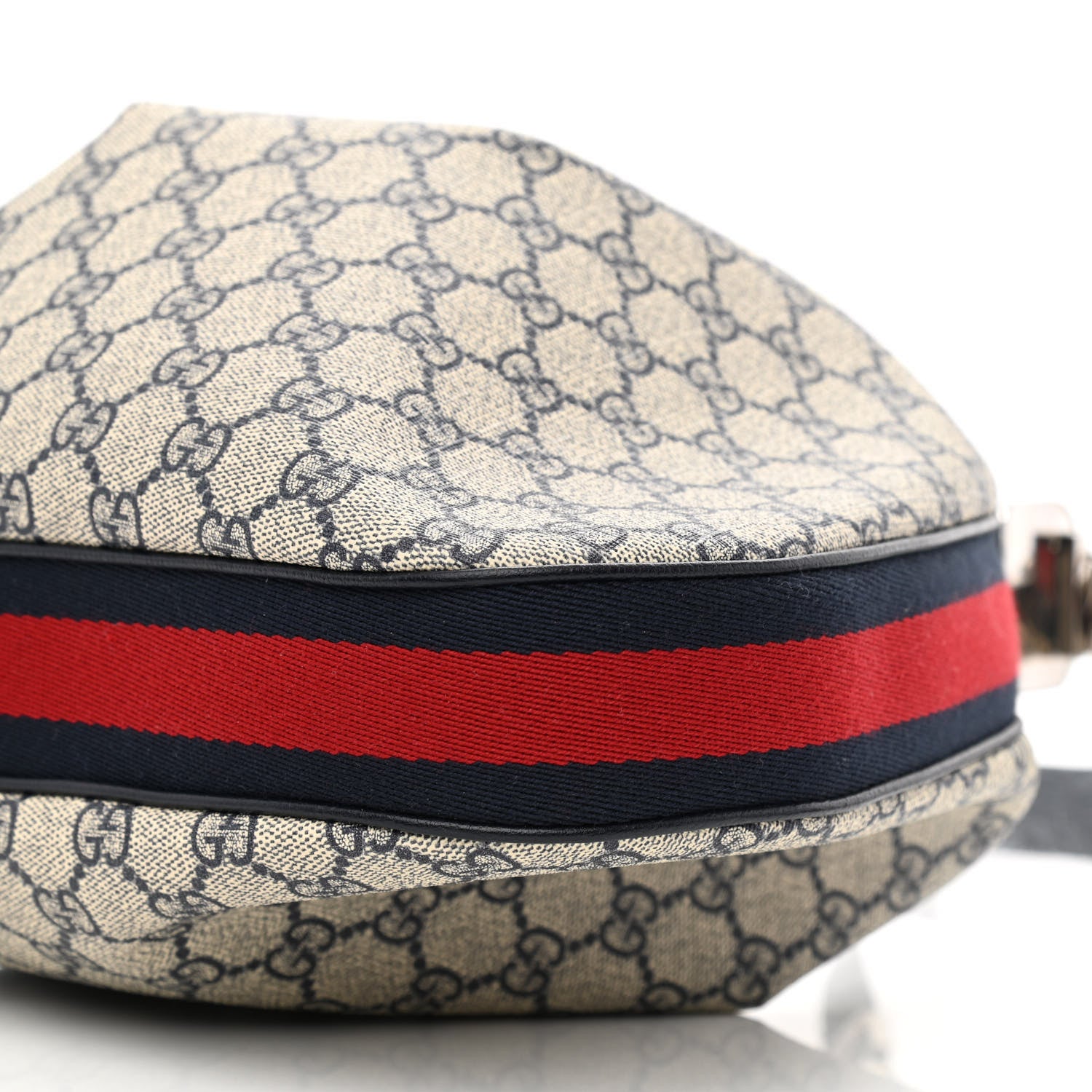 Gucci GG Supreme Monogram Textured Calfskin Web Large Attache Shoulder Bag Beige Blue 10 of 11
