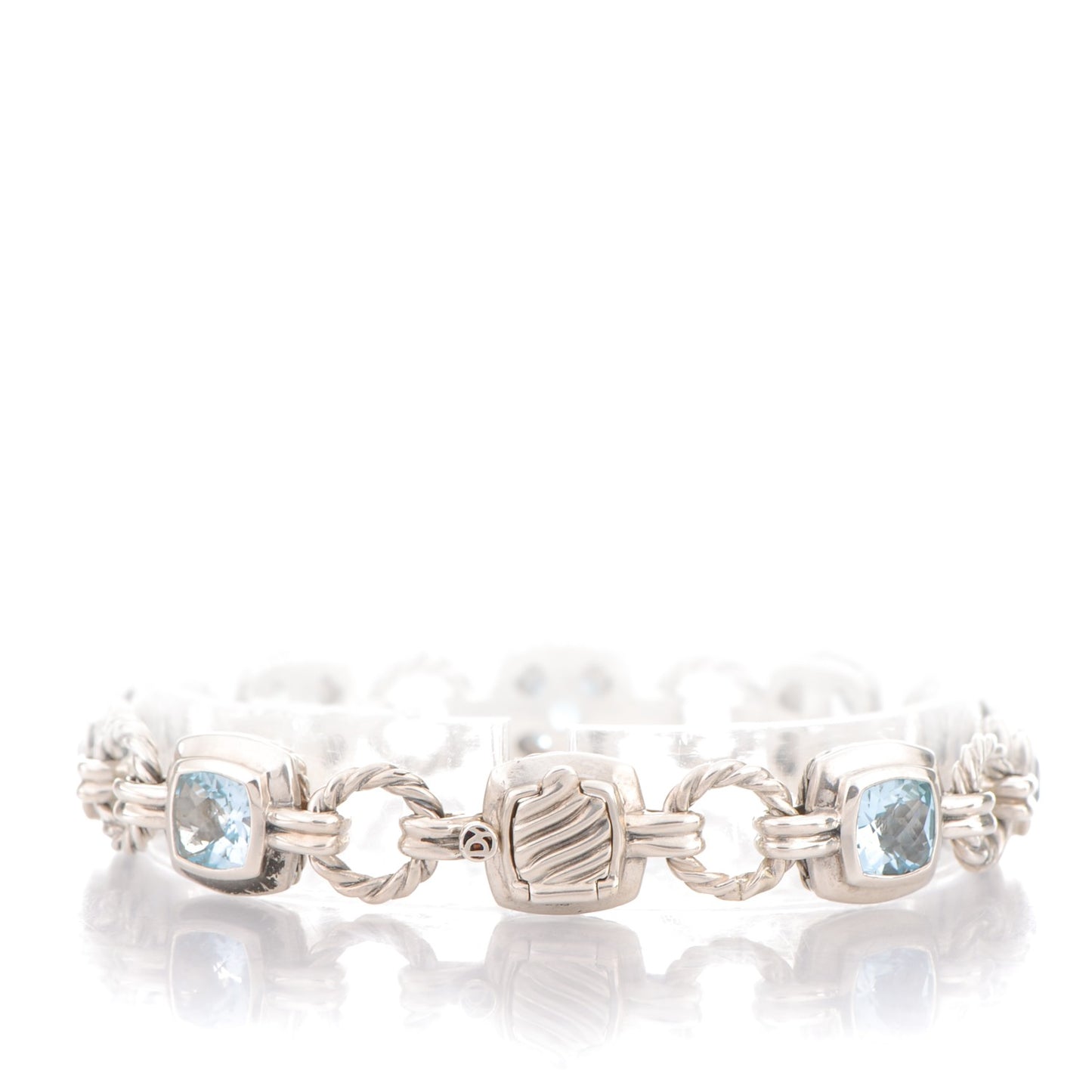 Sterling Silver Blue Topaz 7mm Renaissance Linked Bracelet