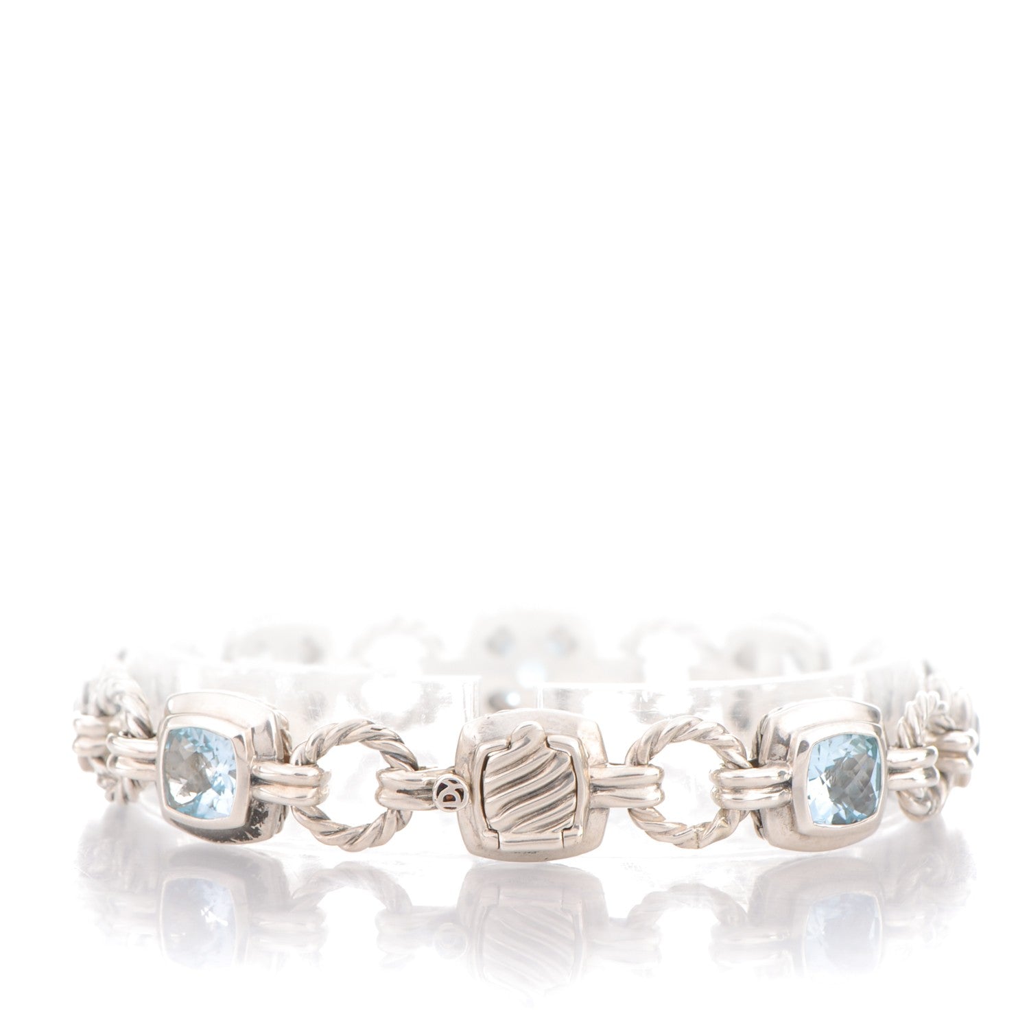 David Yurman Sterling Silver Blue Topaz 7mm Renaissance Linked Bracelet 3 of 4