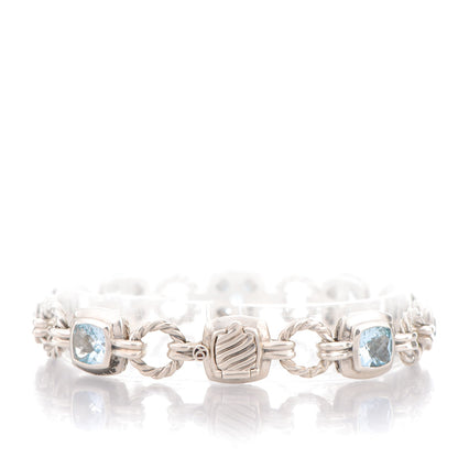 David Yurman Sterling Silver Blue Topaz 7mm Renaissance Linked Bracelet 3 of 4