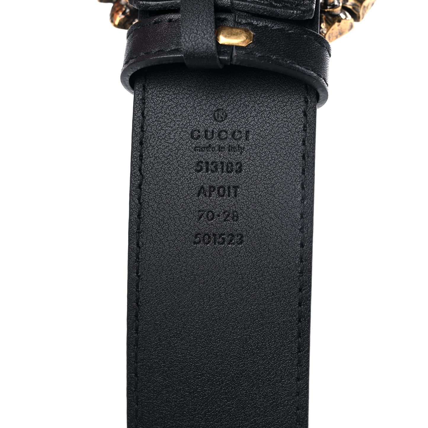 Calfskin Crystal Double G 40mm Belt 70 28 Black Multicolor