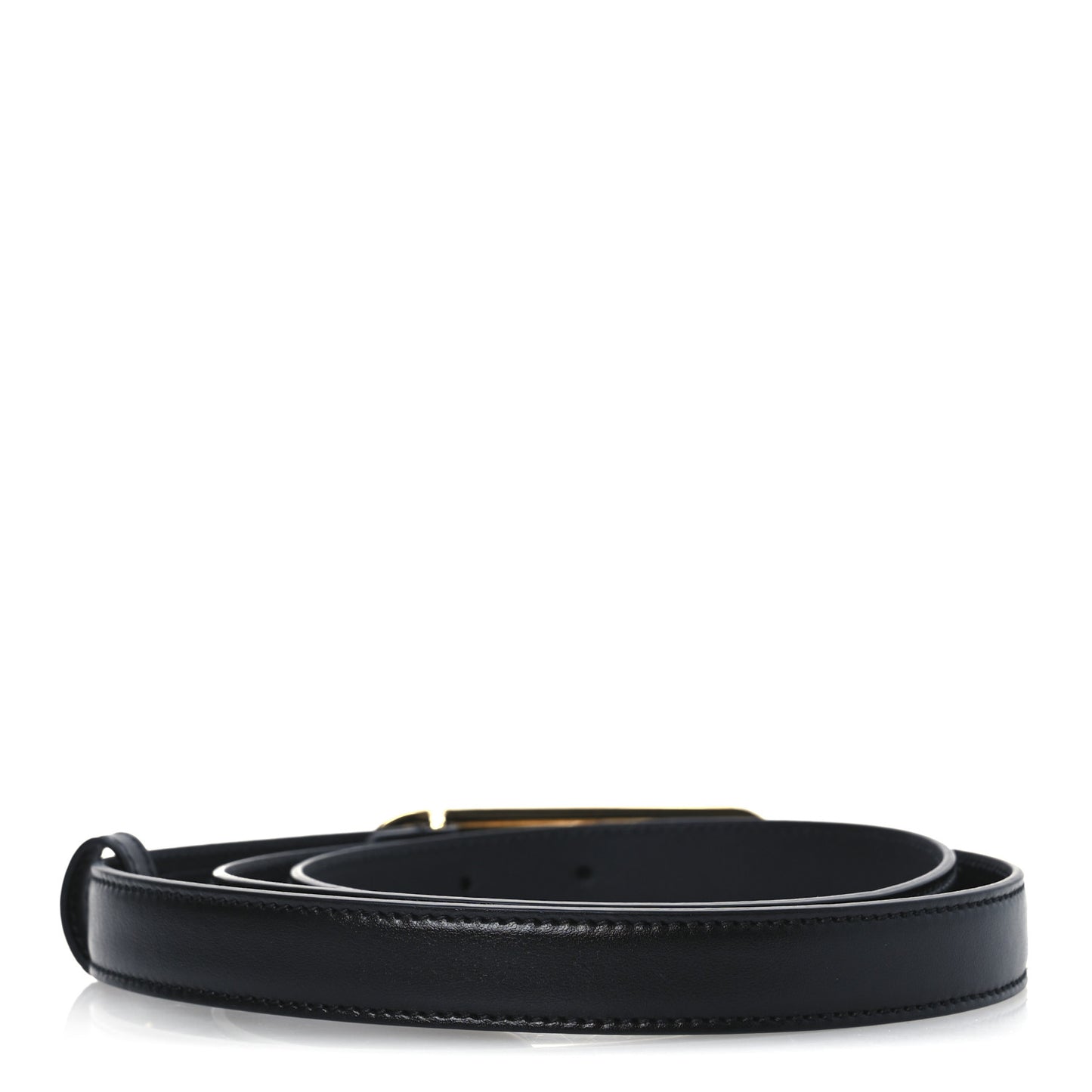 Calfskin Crystal Logo Thin Belt 95 38 Black