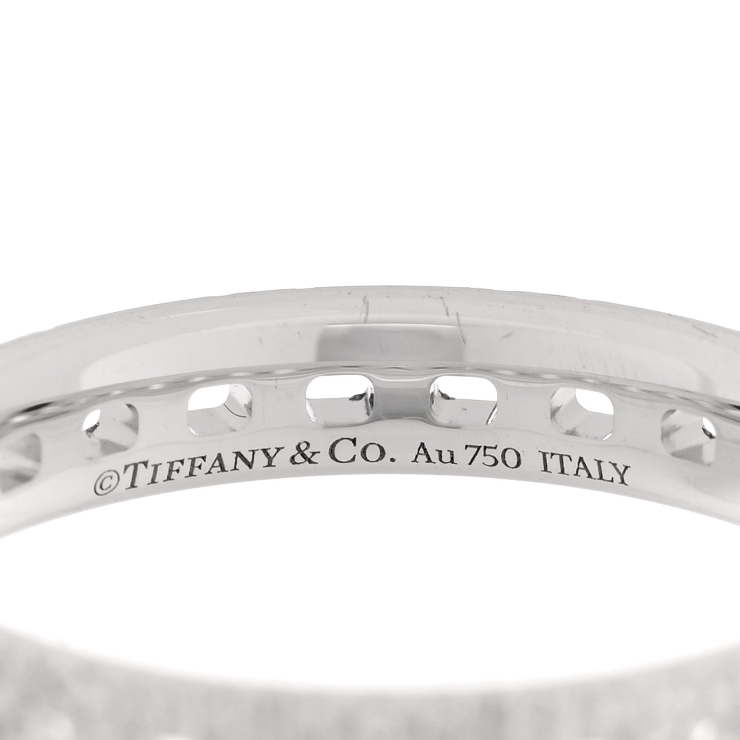 Tiffany 18K White Gold Diamond T True Narrow Band Ring 54 7 4 of 5