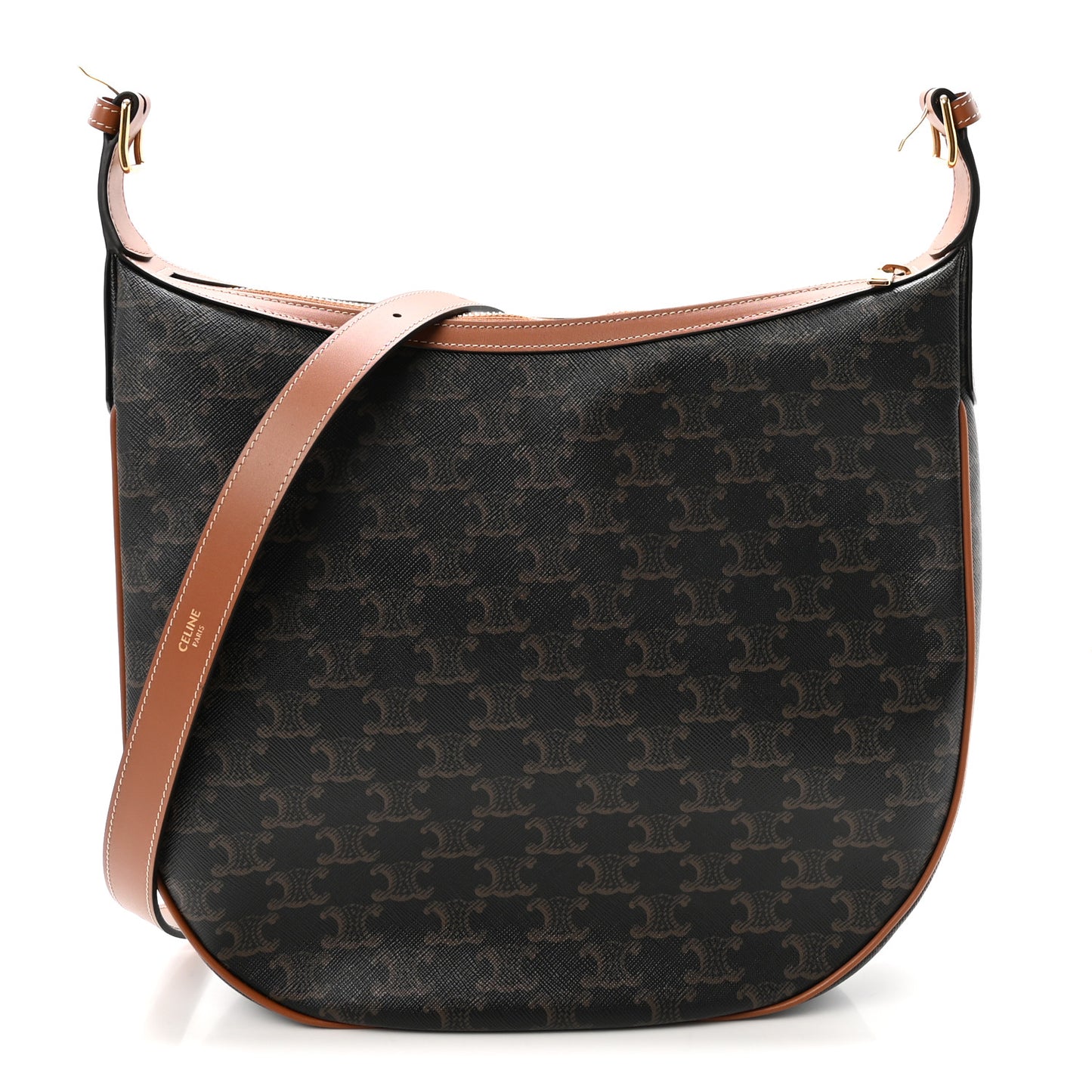 Calfskin Triomphe Canvas Heloise Shoulder Bag Tan