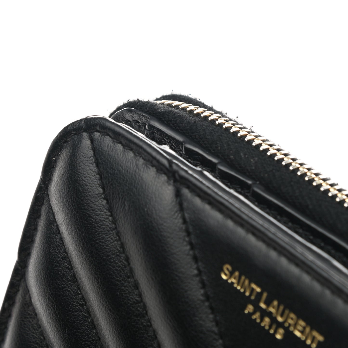 Calfskin Matelasse Joan Compact Zip Around Wallet Black