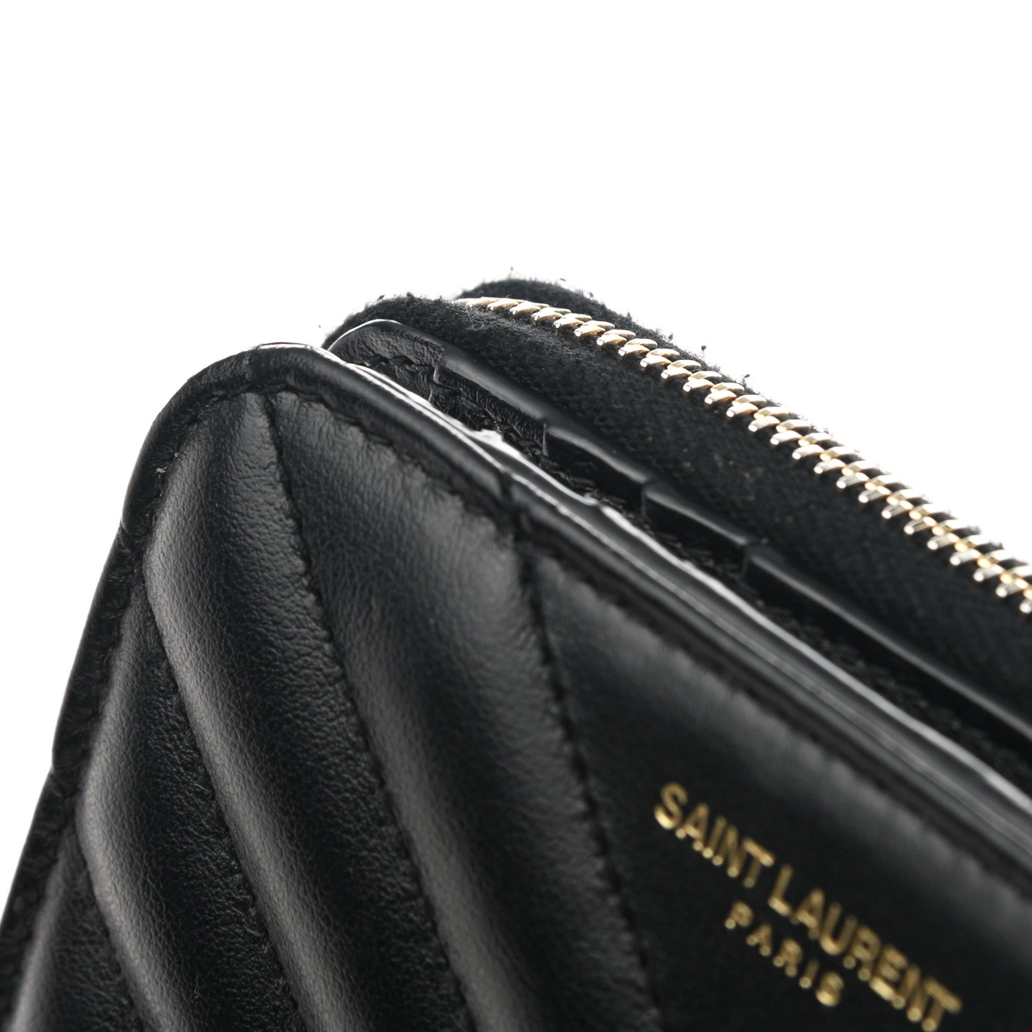 Saint Laurent Calfskin Matelasse Joan Compact Zip Around Wallet Black 8 of 9