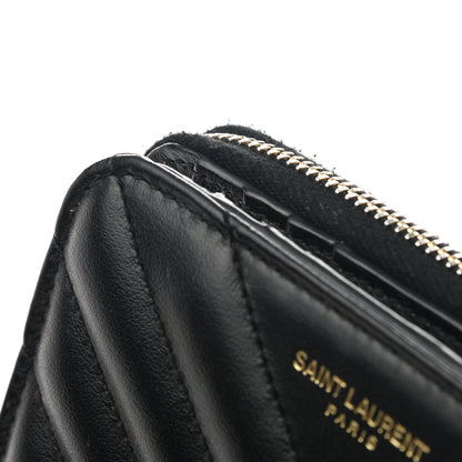 Saint Laurent Calfskin Matelasse Joan Compact Zip Around Wallet Black 8 of 9