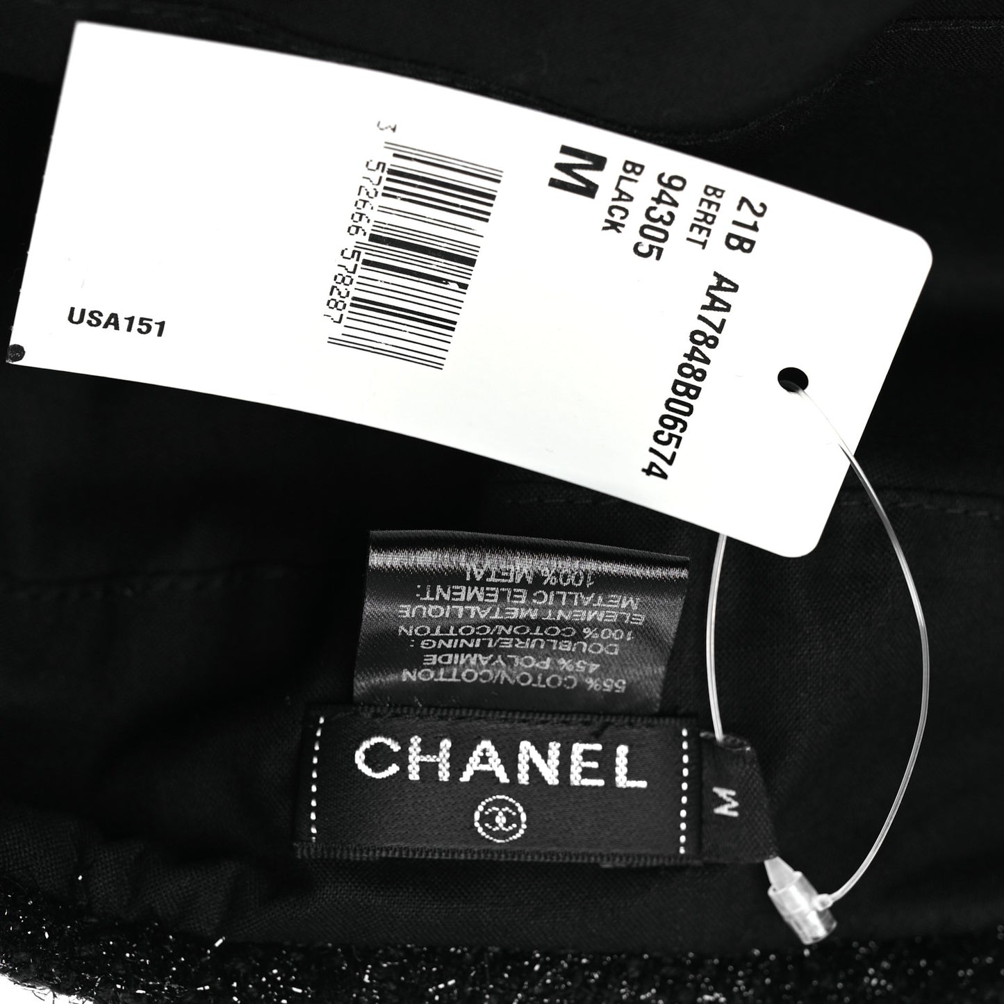 Cotton Metallic CC Beret M Black