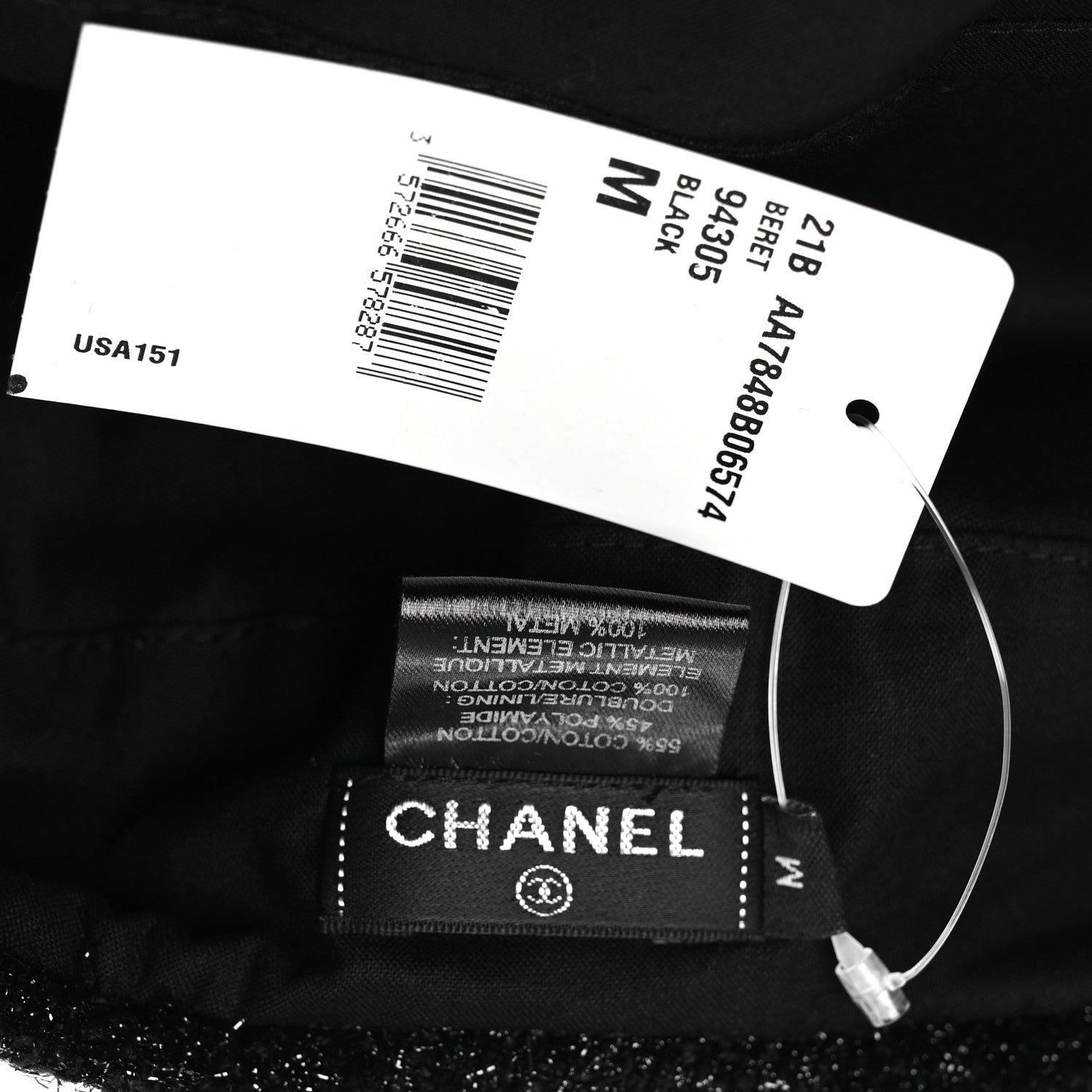 Chanel Cotton Metallic CC Beret M Black 8 of 9