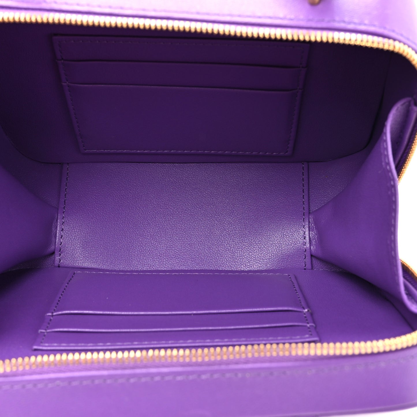 Lambskin Quilted Top Handle Small Vanity Case Purple
