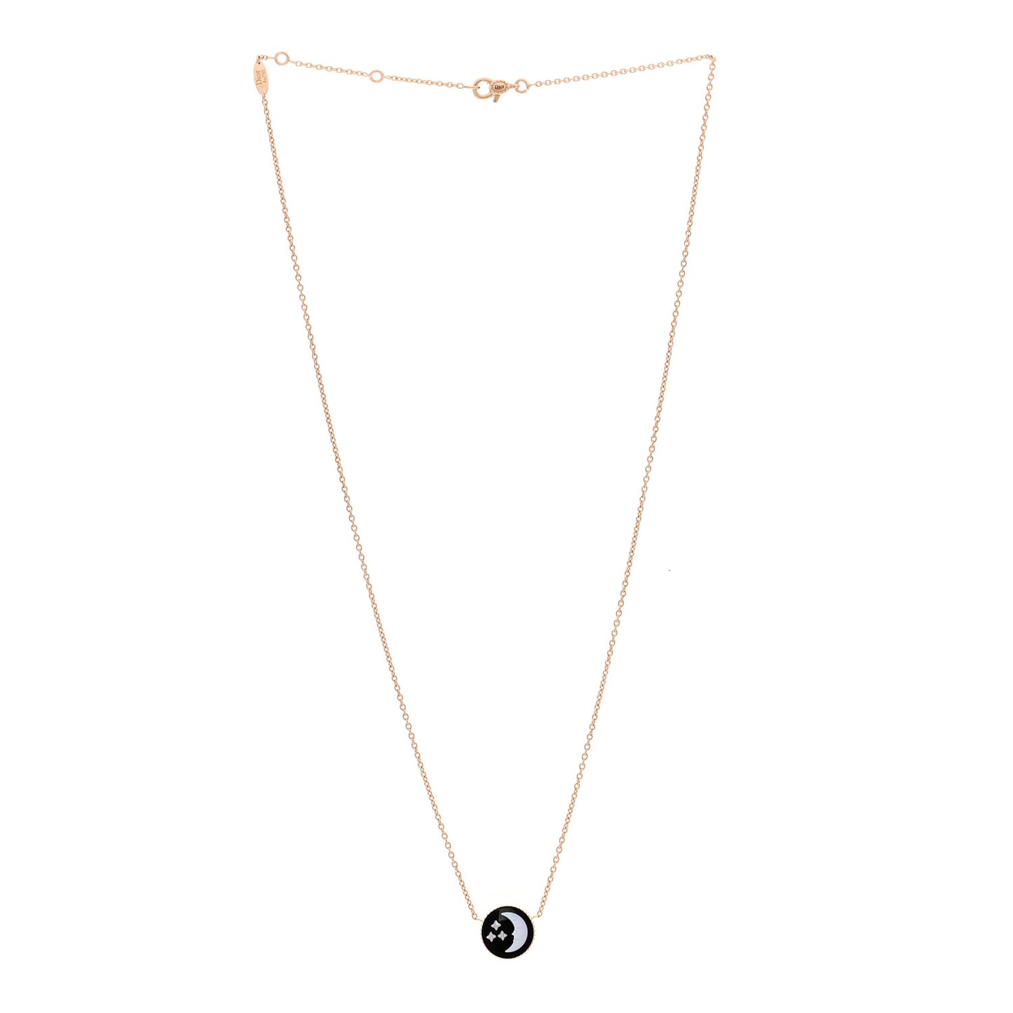 18K Yellow White Gold Diamond Black Onyx Mother of Pearl Rose Celeste Pendant Necklace