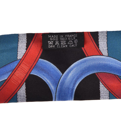 Hermes Silk Grand Manege Twilly Bleu Rouge Black 4 of 5