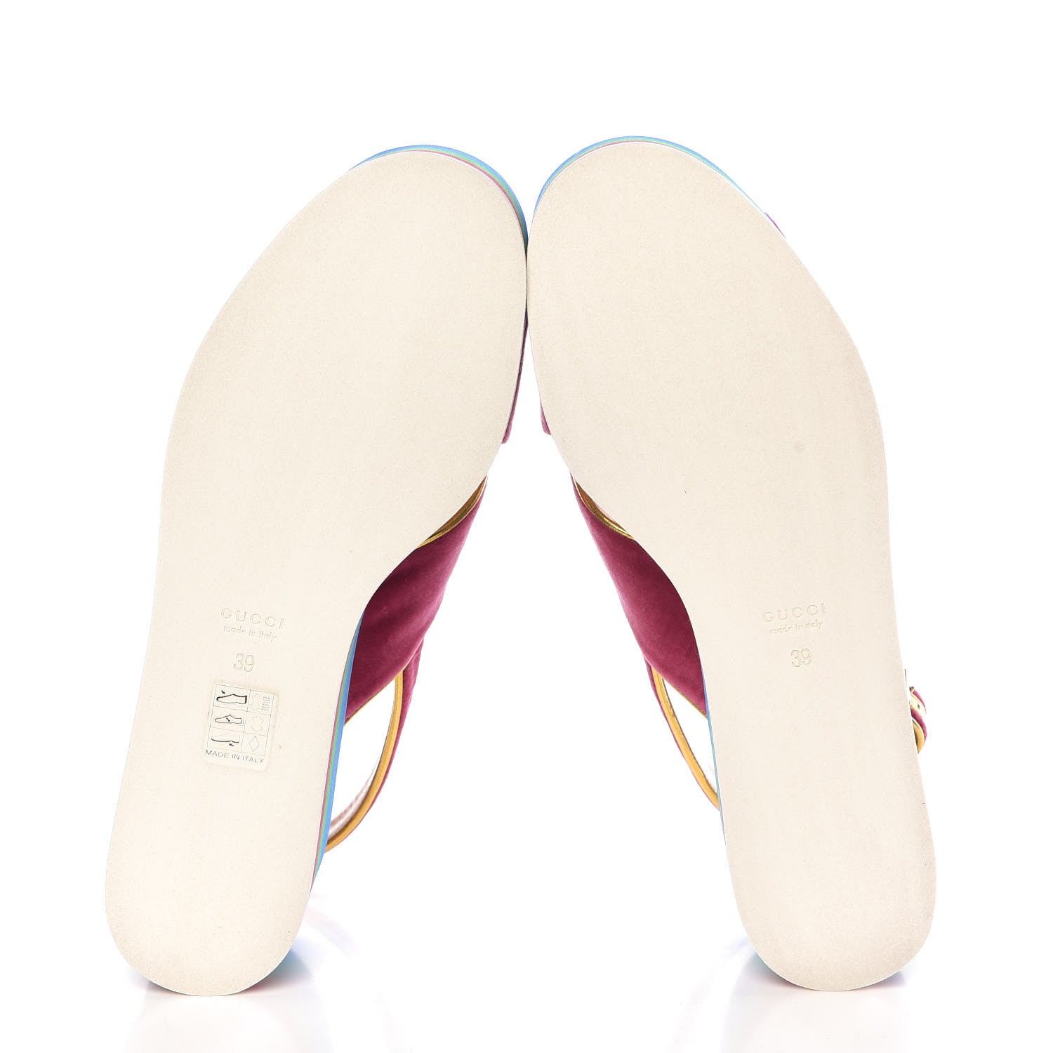 Gucci Velvet Crossover Platform Sandals 39 Light Raspberry Rose Oro 5 of 8