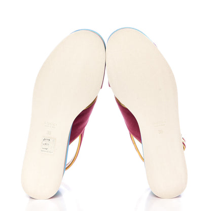 Gucci Velvet Crossover Platform Sandals 39 Light Raspberry Rose Oro 5 of 8