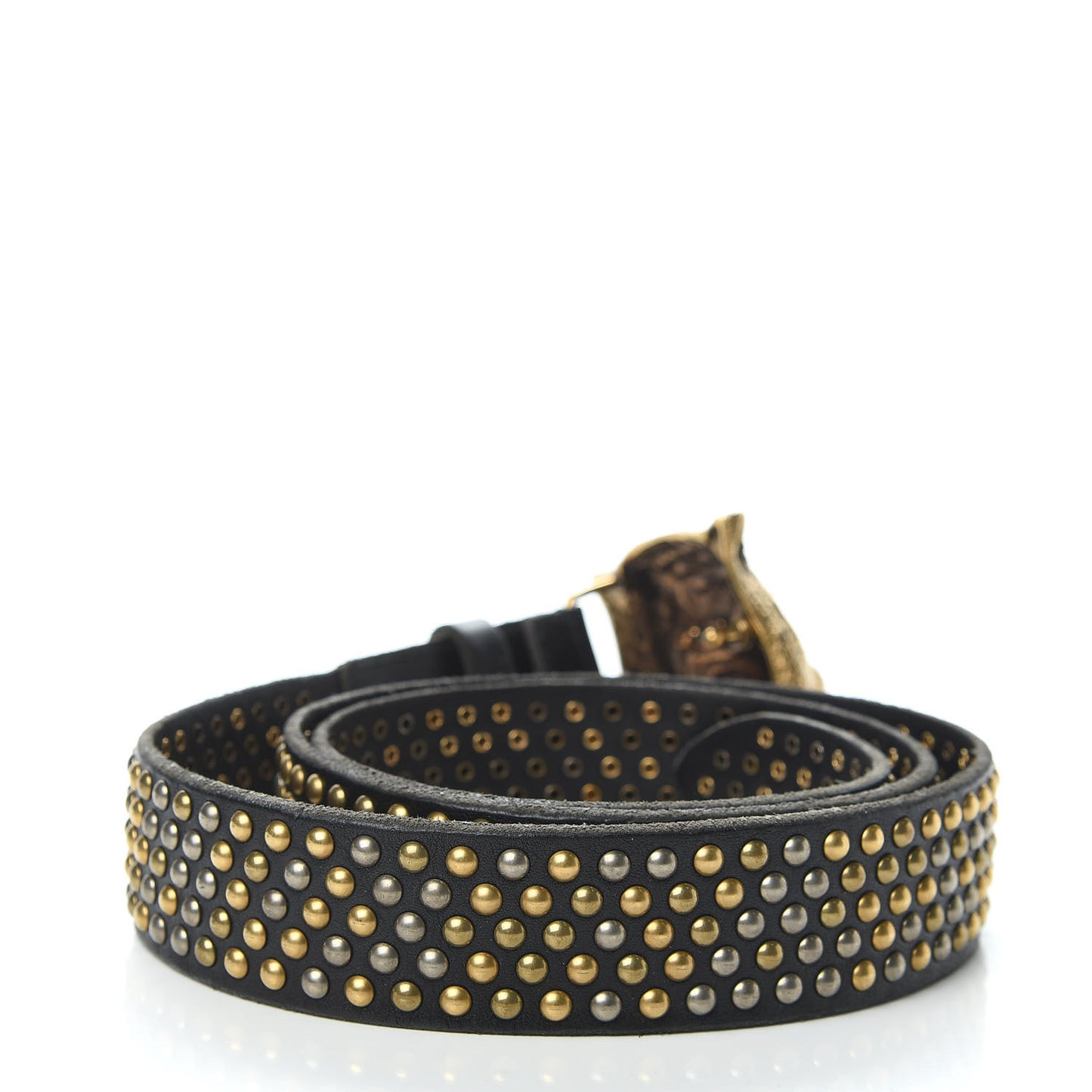 Calfskin Studded Feline Belt 105 42 Black