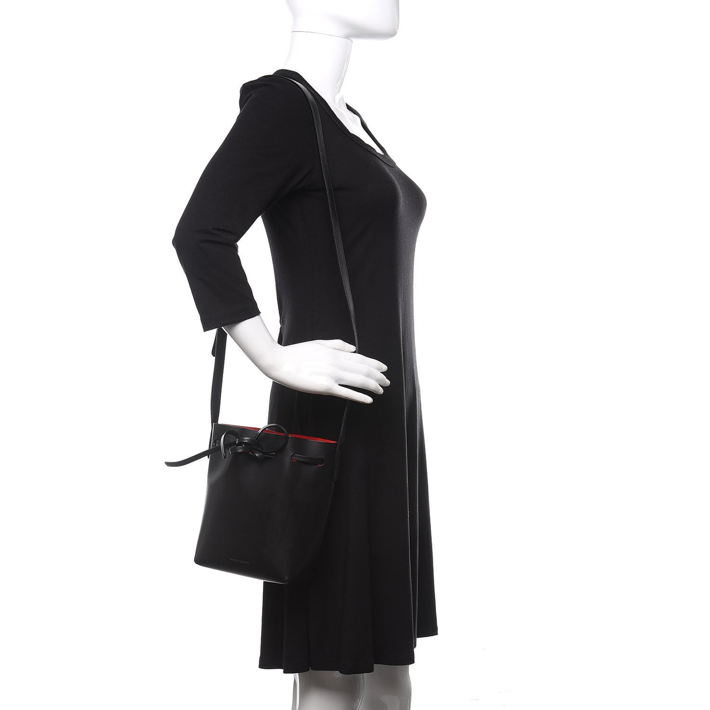 Vegetable Tanned Calfskin Mini Mini Bucket Bag Black Flamma