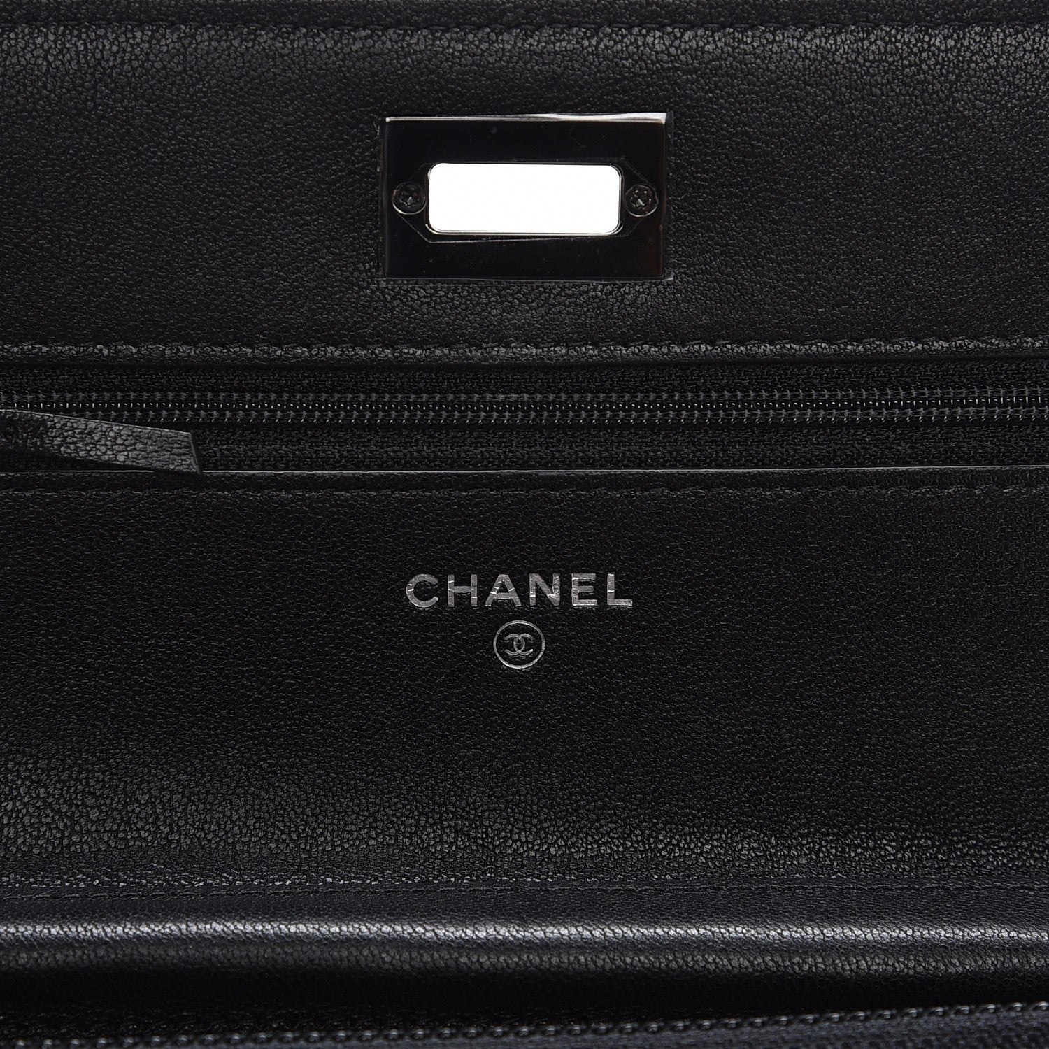 Chanel Sheepskin Chevron Reissue Wallet On Chain WOC So Black 6 of 9