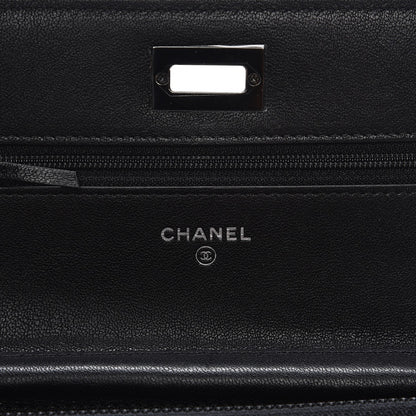 Chanel Sheepskin Chevron Reissue Wallet On Chain WOC So Black 6 of 9