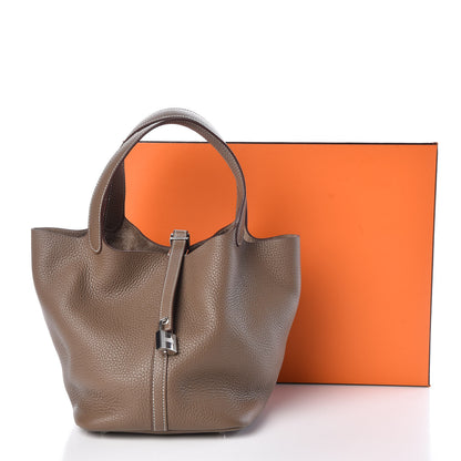 Hermes Taurillon Clemence Picotin Lock 22 MM Etoupe 10 of 10