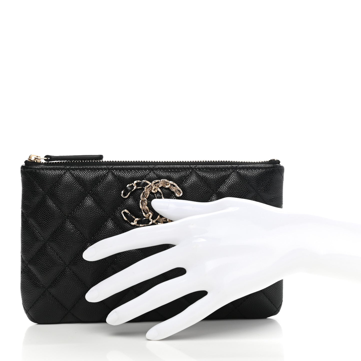 Caviar Quilted Small French New Wave CC Pouch Black