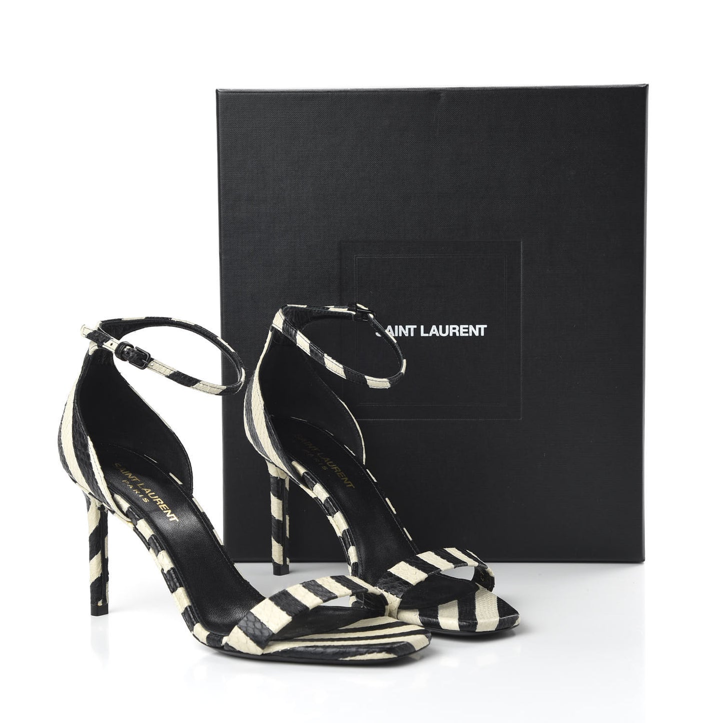 Snakeskin Striped Amber 85 Heel 38.5 Black Off White