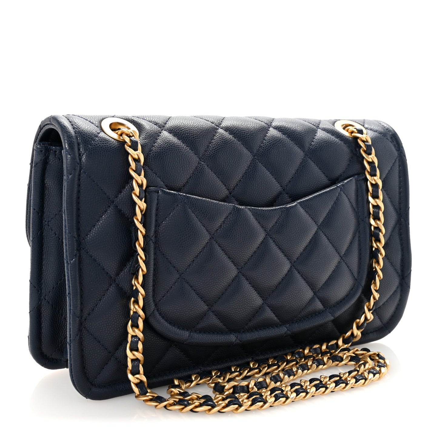 Caviar Quilted Medium Sweet Classic Flap Navy Blue