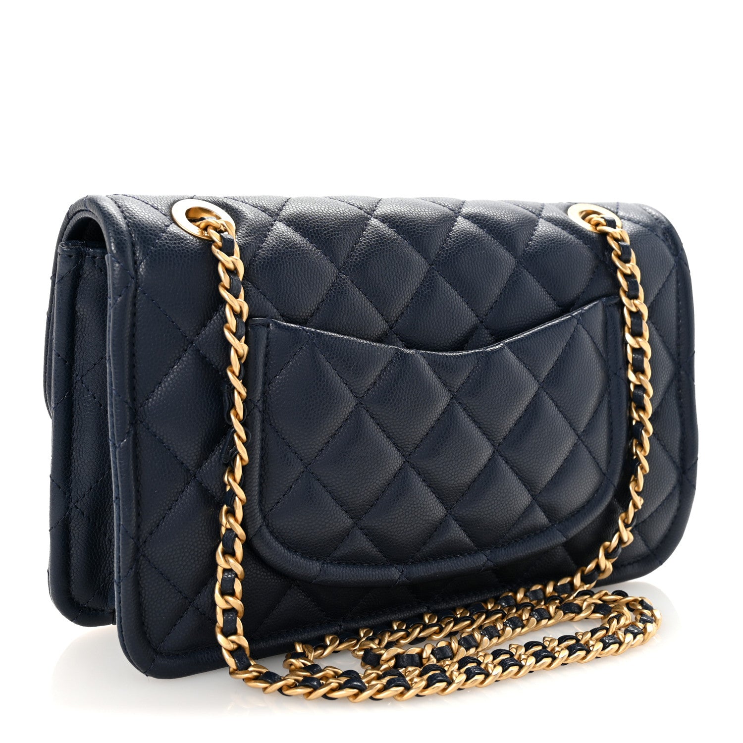 Chanel Caviar Quilted Medium Sweet Classic Flap Navy Blue 3 of 10