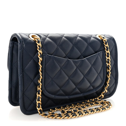 Chanel Caviar Quilted Medium Sweet Classic Flap Navy Blue 3 of 10