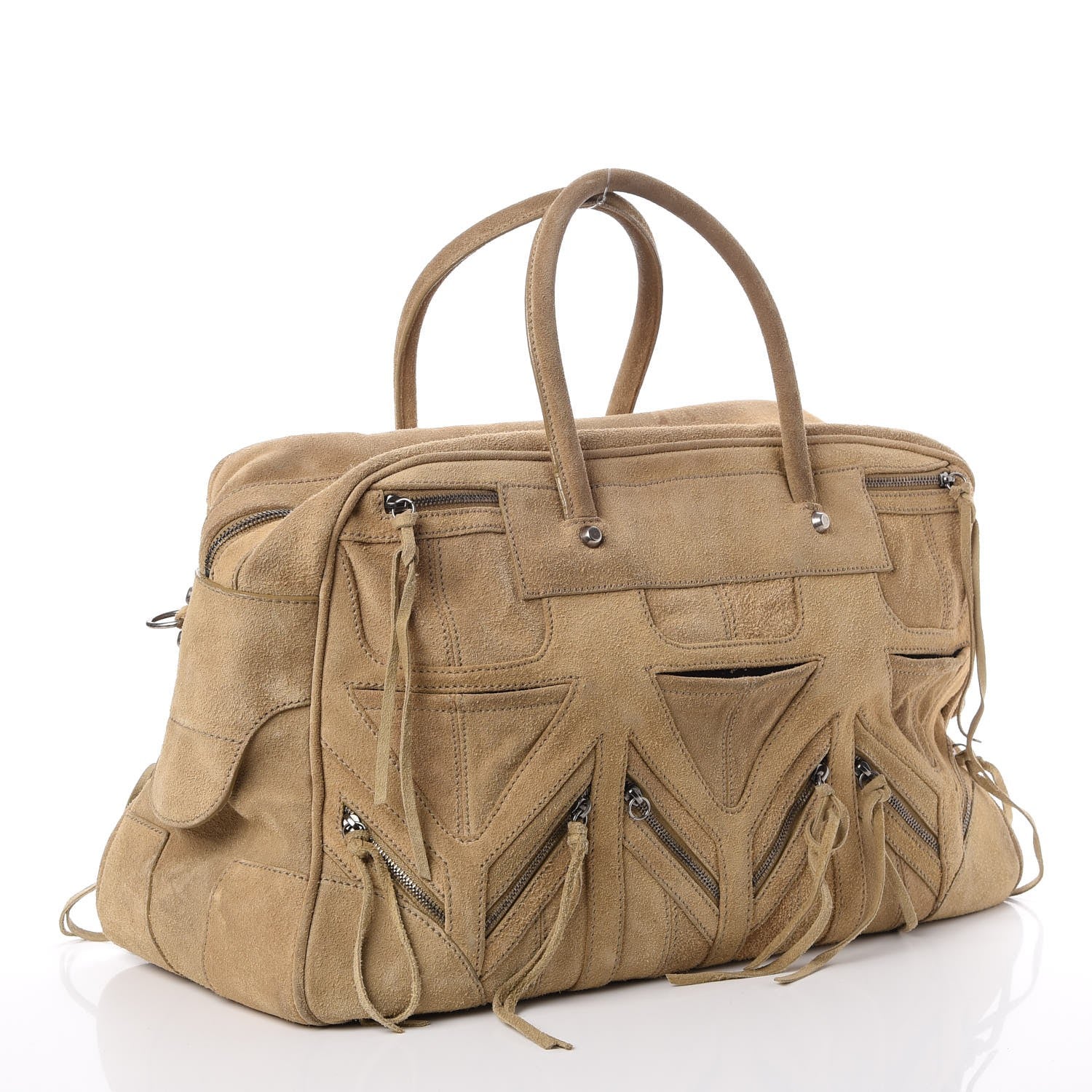 Balenciaga Suede Multi Zip Lariat Bag Beige 3 of 18