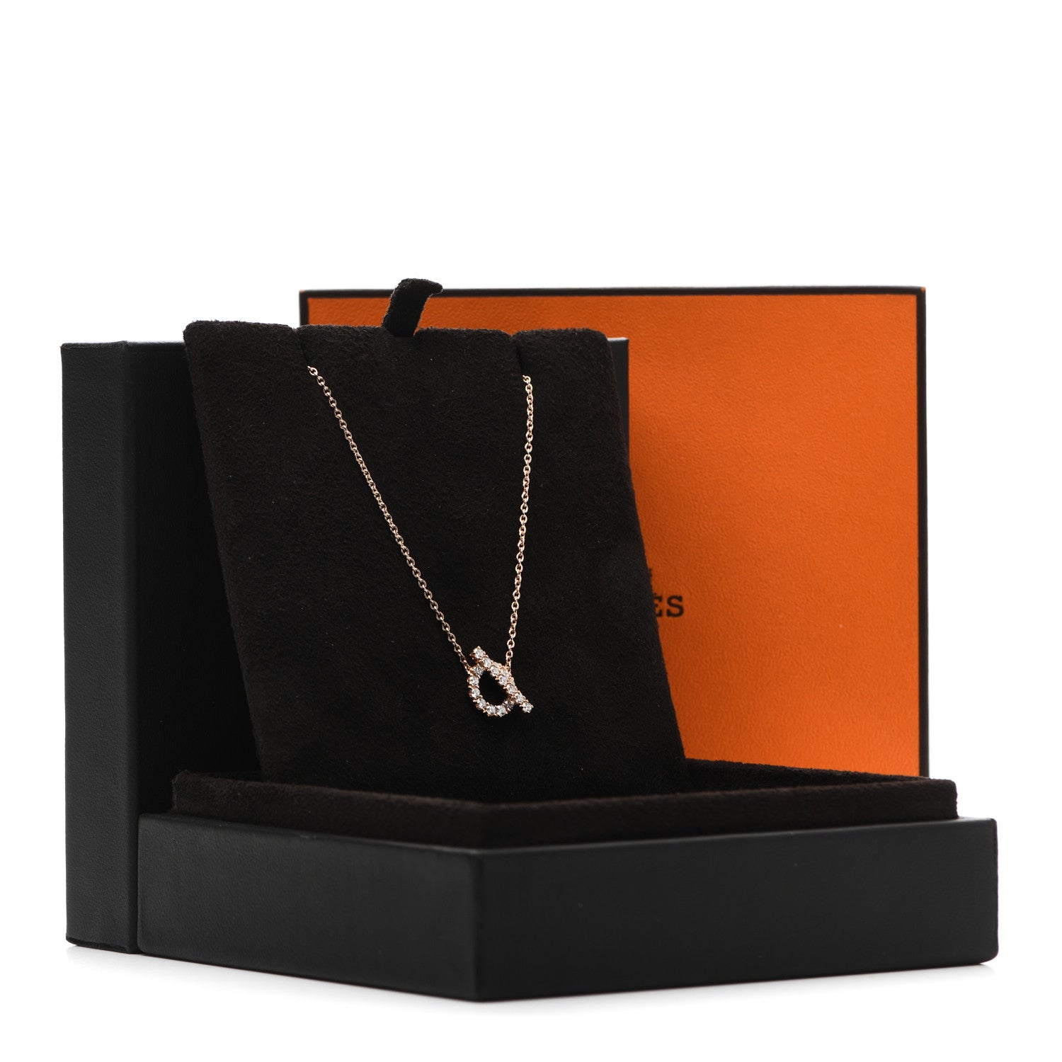 Hermes 18K Rose Gold Diamond Finesse Pendant Necklace 5 of 5
