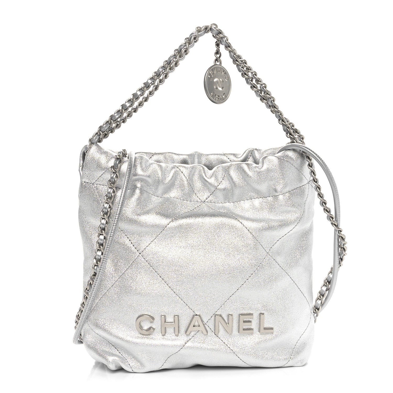 Chanel Metallic Lambskin Quilted Mini Chanel 22 Silvery 1 of 10