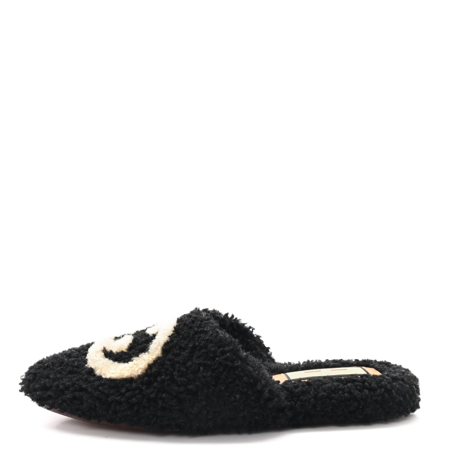 Gucci Faux Shearling Interlocking G Womens Eileen Slippers 36.5 Butterscotch Black 1 of 9