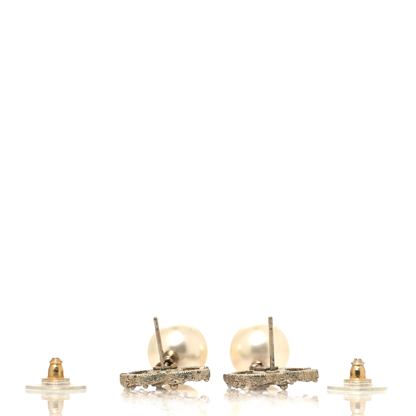 Crystal Pearl CC Drop Earrings Gold