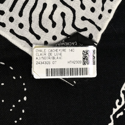 Hermes Silk Cashmere Clair De Lune Shawl 140 Black White 3 of 6