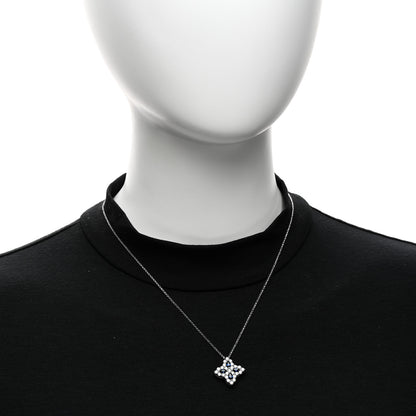 Roberto Coin 18K White Gold Diamond Blue Sapphire Large Princess Flower Pendant Necklace 2 of 6