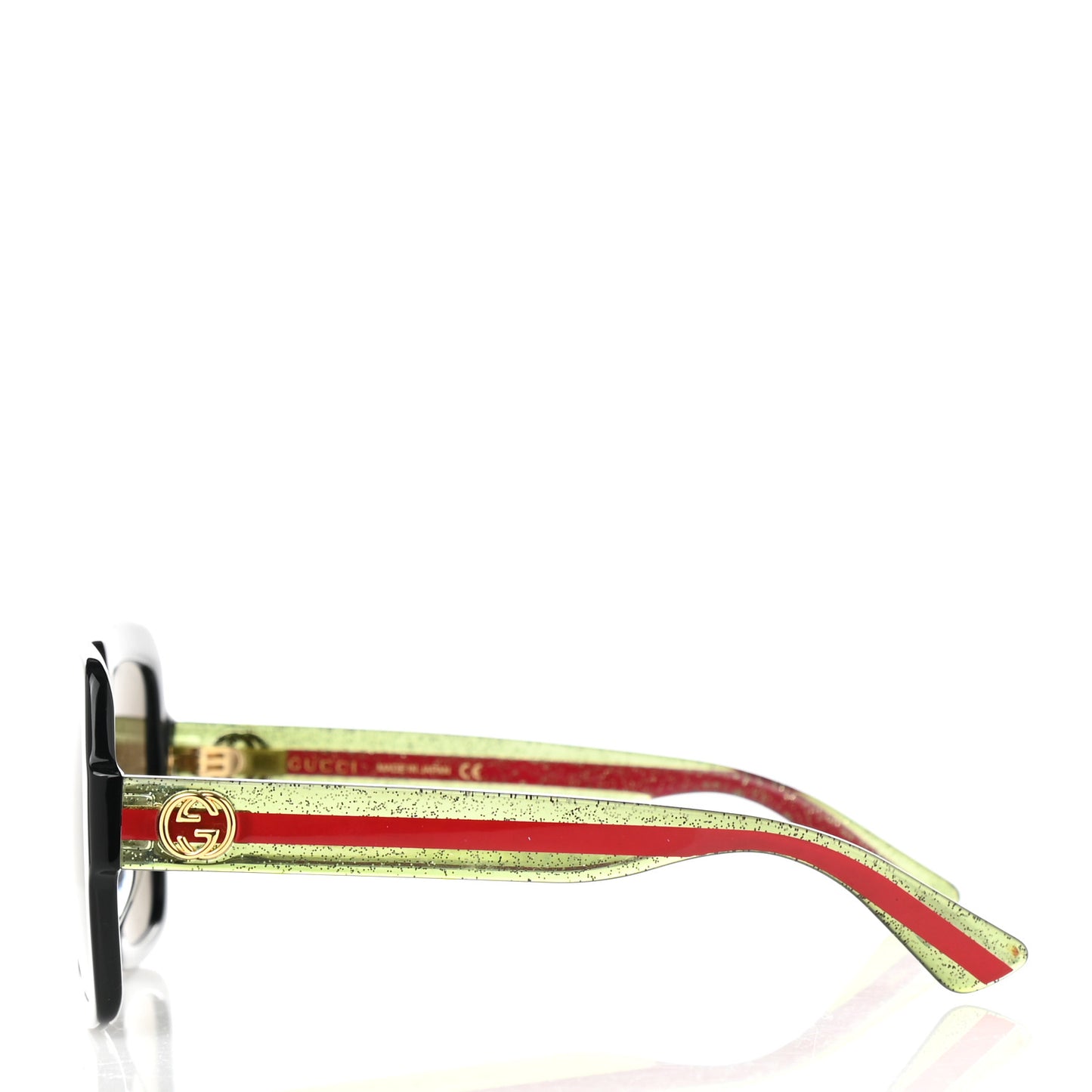 Acetate Square Frame Web Glitter Sunglasses GG0036S Black Green