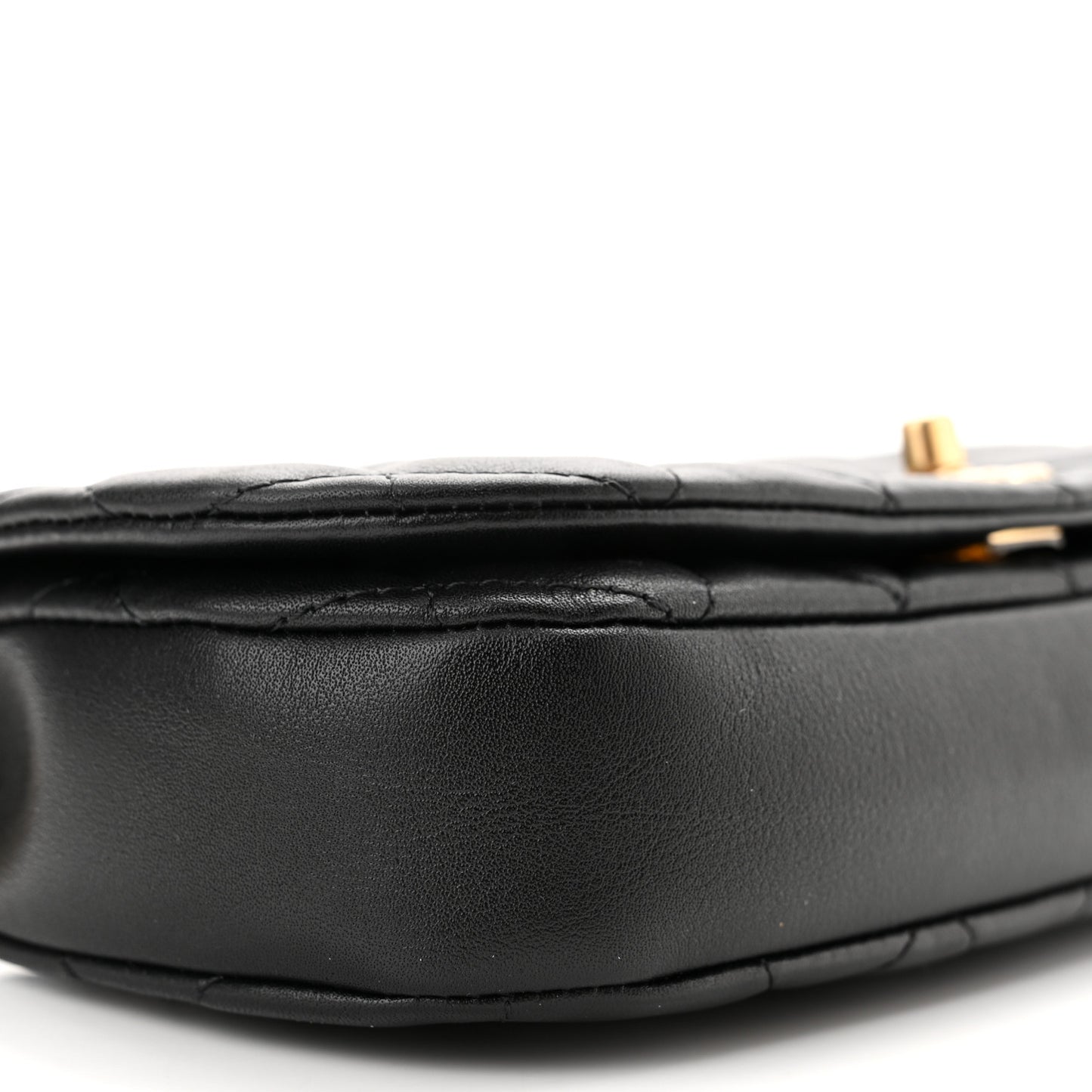 Calfskin Quilted Coco Mail Clutch With Chain Black