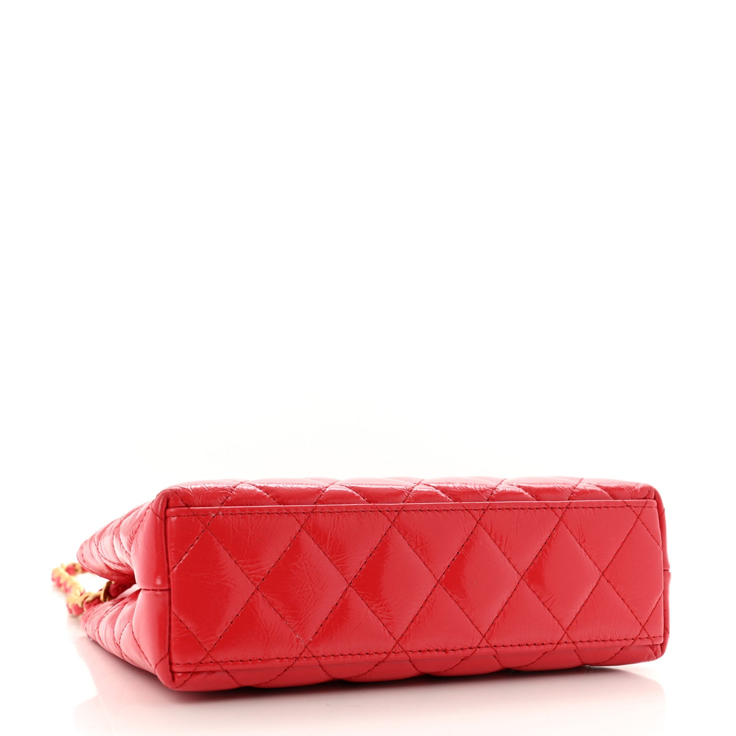 Shiny Aged Calfskin Quilted Nano Kelly Shopper Dark Red