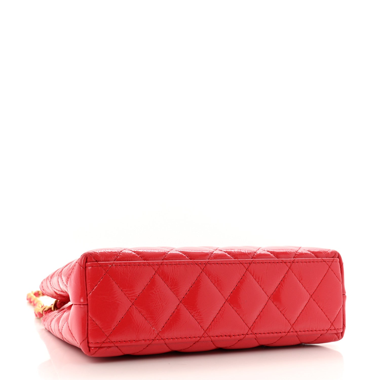 Chanel Shiny Aged Calfskin Quilted Nano Kelly Shopper Dark Red 4 of 14