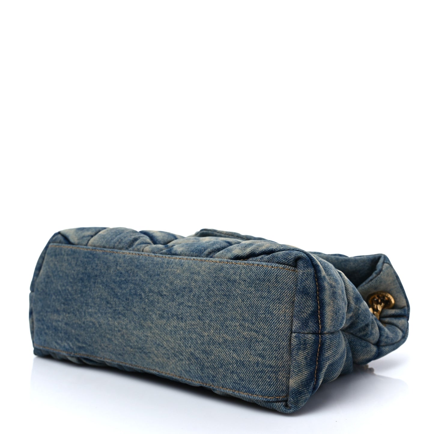 Denim Quilted Small Loulou Puffer Monogram Chain Satchel Blue Cinnamon