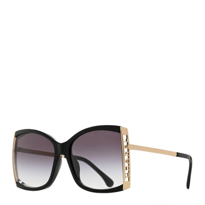 Chanel Acetate Metal Logo Square Sunglasses 71545A Black Gold 1 of 7