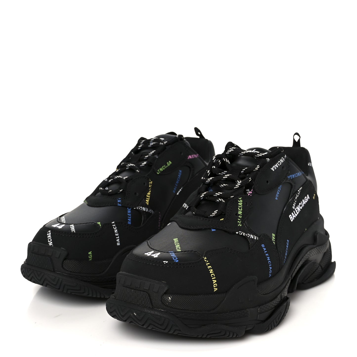 Technical Fabric Allover Logo Mens Triple S Sneakers 44 Black Multicolor
